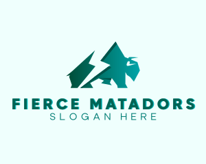 Lightning Bison Animal logo design