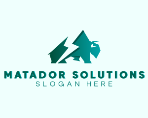 Lightning Bison Animal logo design