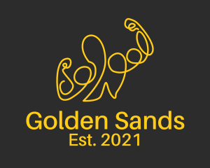 Golden Fit Muscle Man  logo design