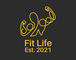 Fitness - Golden Fit Muscle Man logo design