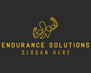 Golden Fit Muscle Man  logo design