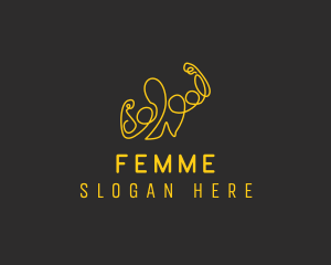 Golden Fit Muscle Man  logo design