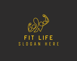 Golden Fit Muscle Man  logo design