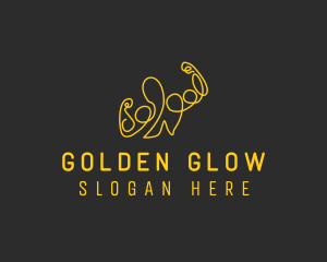 Golden Fit Muscle Man  logo design