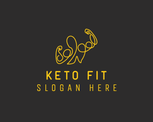 Golden Fit Muscle Man  logo design