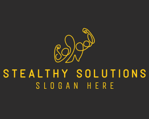 Golden Fit Muscle Man  logo design