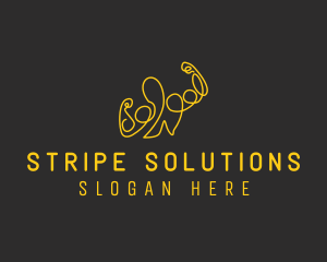 Golden Fit Muscle Man  logo design