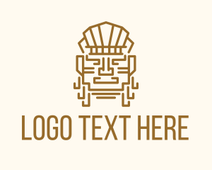 Aztec-culture - Mayan Warrior Head logo design