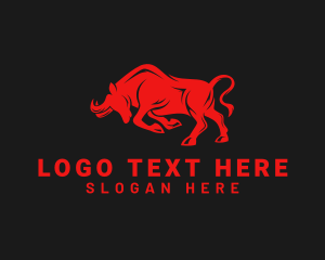 Bull - Red Wild Bull logo design