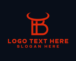 Bison - Red Horn Letter B logo design