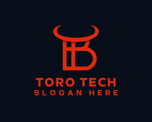 Toro - Red Horn Letter B logo design