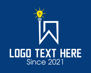 Knowledge - Electric Lightbulb Bookmark logo design