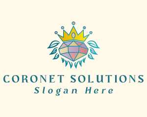 Diamond Crown Wreath logo design