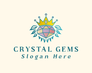 Diamond Crown Wreath logo design