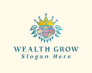 Diamond Crown Wreath logo design