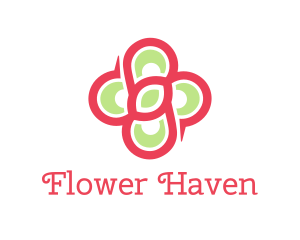 Pink Green Flower logo design