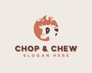 Flaming - Barbecue Cow Steakhouse logo design