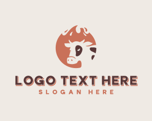 Roasted - Barbecue Cow Steakhouse logo design