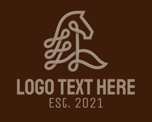 Wooden - Brown Horse Loop logo design