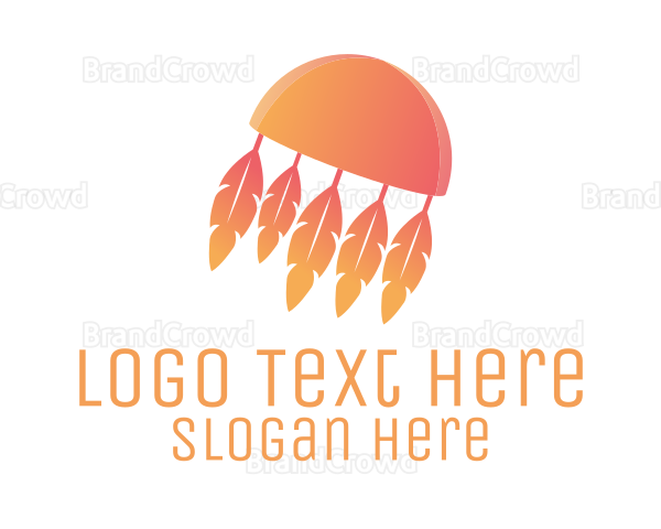 Orange Boho Feathers Logo