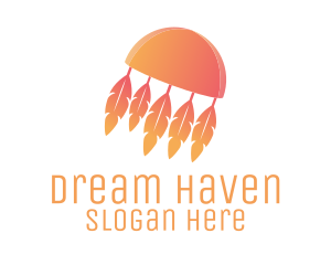 Orange Boho Feathers logo design