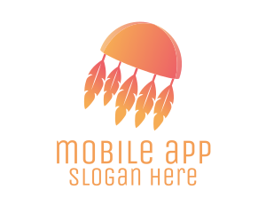 App - Orange Boho Feathers logo design