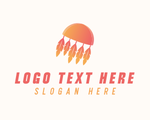 Startup - Orange Boho Feathers logo design