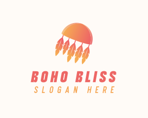 Orange Boho Feathers logo design