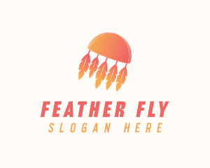 Orange Boho Feathers logo design