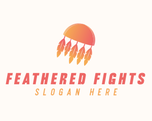 Orange Boho Feathers logo design