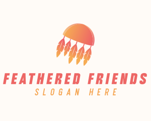 Orange Boho Feathers logo design