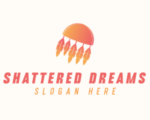 Orange Boho Feathers logo design