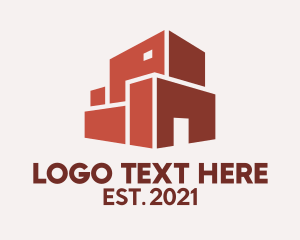 Factory - Red Building Warehouse logo design