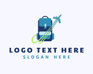 Travel Vlog - Backpack Plane Travel logo design