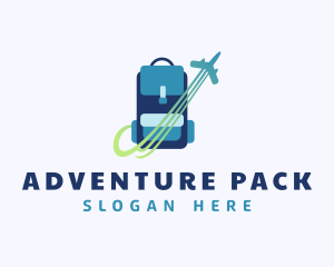 Backpack Plane Travel logo design