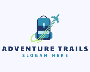 Backpack Plane Travel logo design