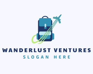 Backpack Plane Travel logo design