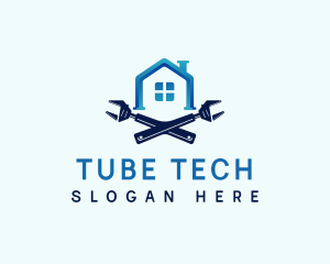 Tube - Plumbing House Wrench logo design