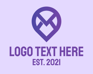 Envelope - Purple Mail Location logo design