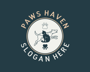 Dog Cat Paw logo design