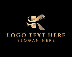 High End - Deluxe Elegant Wave Letter K logo design