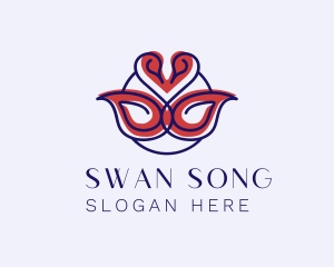 Swan - Romantic Swan Heart logo design