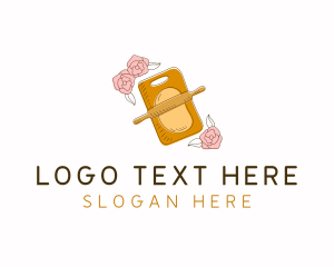 Bakeshop - Baking Rolling Pin Flower logo design