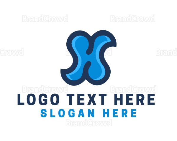 Blue Liquid Letter H Logo