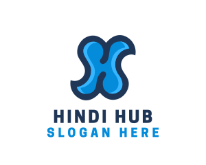 Blue Liquid Letter H logo design