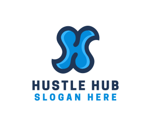 Blue Liquid Letter H logo design