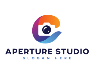 Aperture - Colorful Camera Letter C logo design