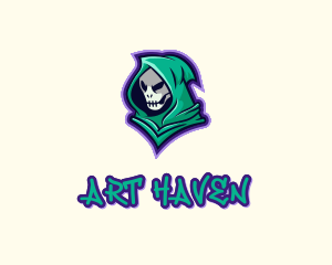 Hooded Skull Graffiti logo design