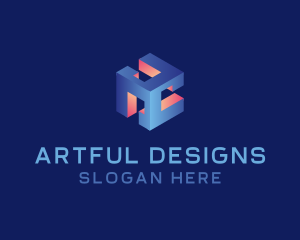 3D Digital Cube  logo design