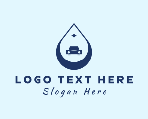 Washing - Blue Car Cleaning Droplet logo design